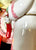 12” Pink / Red Transferware English Santa Clause Toile Poinsettia tabletop figure