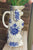 Blue & White Roses Staffordshire Spaniel Dog Figural Pitcher / Vase  - English Country Decor