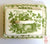 Large Vintage Green English Transferware Covered Cheese Dish Basket of Fruits & Foliage