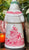 12” Pink / Red Transferware English Santa Clause Toile Poinsettia tabletop figure