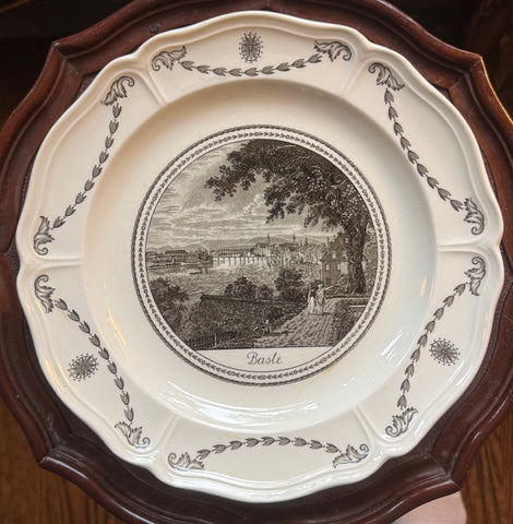 Antique Wedgwood Black Transferware Basel Switzerland Plate