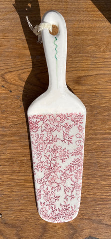 Vintage English Staffordshire  Chintz Red Transferware Spatula Pastry or Pie Server