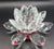 Vintage Ruby Red & Clear Lotus Flower 🪷 Crystal Prisms Taper Candle Holder