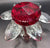 Vintage Ruby Red & Clear Lotus Flower 🪷 Crystal Prisms Taper Candle Holder