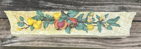 vintage Hand Painted Dimensional Pomegranate & Pear Flower Blossom Wall Shelf