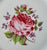 The Miniver Rose Red English Transferware Plate Cabbage Roses Border w/ Painted Pink & Lavender Flowers