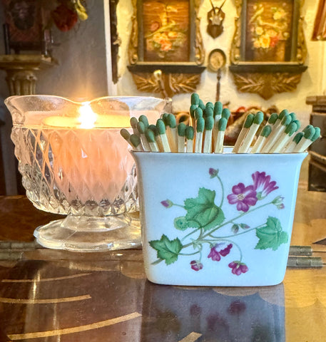 Vintage Mintons English Country Dual Sided Pink & Blue Floral Matches / Toothpick / Cigarette Holder