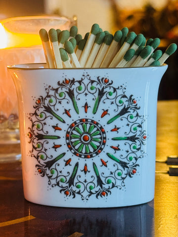 Vintage English Worcester Kaleidoscope Medallion Enameled  Matches / Toothpick / Cigarette Holder