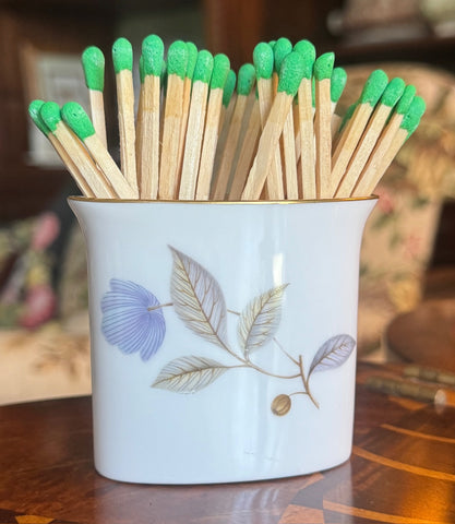 Vintage Bone China Stylized Periwinkle Hibiscus Match / Toothpick / Cigarette Holder