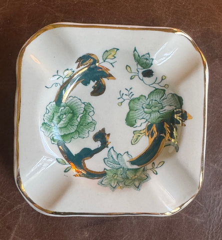 Green Chartreuse Chinoiserie Transferware Masons Square Ashtray Coaster Spoon Rest