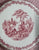 Antique Red / Pink Staffordshire Plate  Purple Transferware Plate Adams Mazara Fishing Town Italy Italian