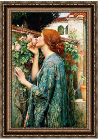 The "Soul of the Rose" Oil Painting Canvas Print in Large Ornate Gilded Wood Frame