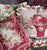 pair of Companion Tassel Fringed Needlepoint Pillow Covers Vase of Red Pink Roses Floral