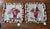 pair of Companion Tassel Fringed Needlepoint Pillow Covers Vase of Red Pink Roses Floral