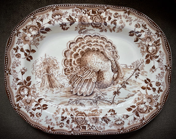 Royal Staffordshire Clarice Cliff Brown Transferware Thanksgiving Serv