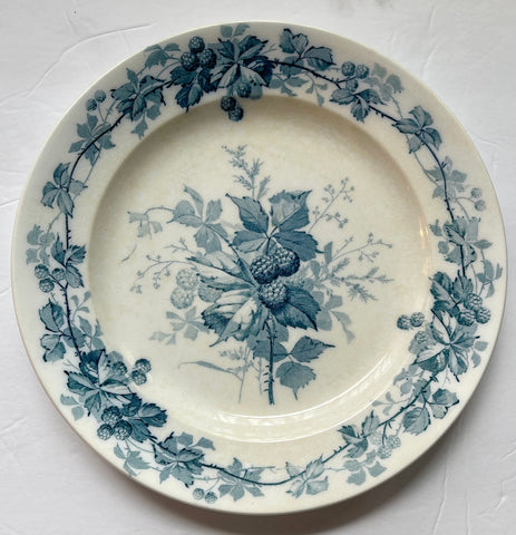 Antique Aesthetic Movement Teal Transferware Brombeere (Blackberry)  Plate Villeroy