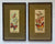 Vintage Pair of Woven Silk Butterflies & Wild Flowers Matted in Wood Gold Frame Made in England