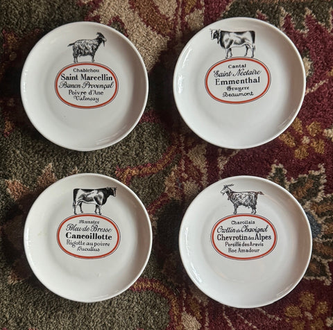 Set of 4 Vintage French Cottage Kitchen Cow 🐄  & 🐐 Goat Cheese Plates