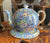 RARE Antique Chintz Blue Anemone Teapot Butterflies & Flowers Transferware Royal Winton