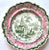 Circa 1820-35 Rare Pink Green Transferware Dinner Plate New Stone China Roses Priory HMJ