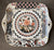 Black English Transferware Enameled Tab Handled Tray / Platter Masons Patchwork Appliqué