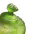 Westmoreland Green Frosted Uranium Vaseline Glass Shell Pattern Serpent Footed Covered Candy Dish