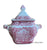 Vintage Sq Red Transferware Masons Vista Dual Handle Sugar Bowl