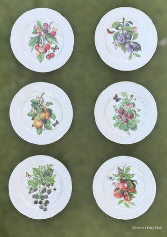 Set of 6 Mix n Match Limoges French Fruit & Butterfly 🦋 Plates