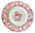 The Miniver Rose Red English Transferware Plate Cabbage Roses Border w/ Painted Pink & Lavender Flowers