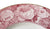 The Miniver Rose Red English Transferware Plate Cabbage Roses Border w/ Painted Pink & Lavender Flowers