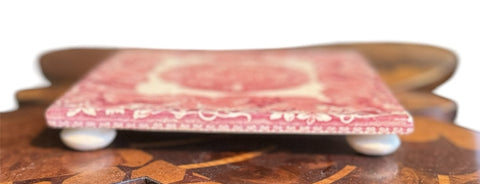 Mason's Vista Red Transferware Bun Feet Tile / Trivet / Hot Plate Staffordshire Oak Leaf Border