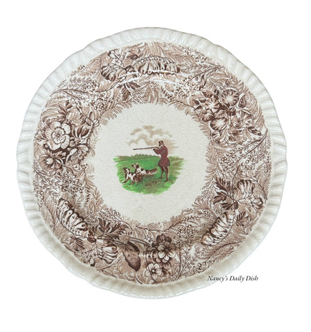RARE Brown Polychrome Transferware Plate English Hunt Scene by Spode Copeland Field Sports