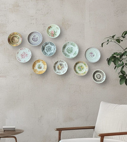 Instant Wall Display - Collection of Multicolored English Transferware Plates - 11 Mix n Match