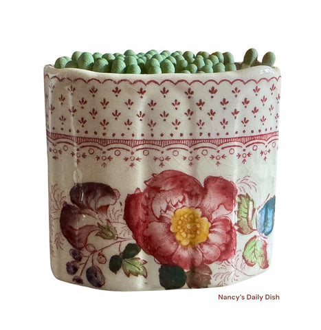 Masons Paynsley Red Transferware Matchstrike Matches Business Card / Cigarette / Toothpick Holder