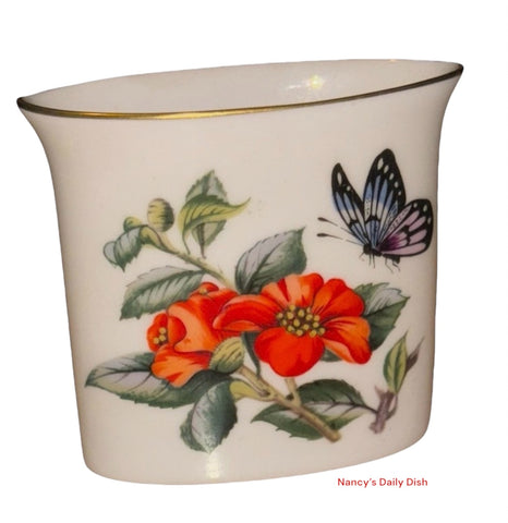 Vintage English Worcester Butterfly & Red Flowers Matches / Toothpick / Cigarette Holder