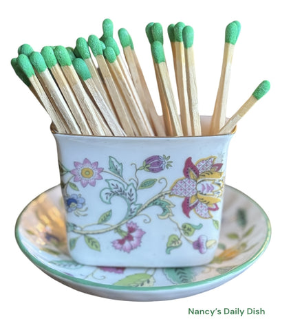 Vintage Mintons English Country Jacobean Floral Matches / Toothpick / Cigarette Holder & Plate