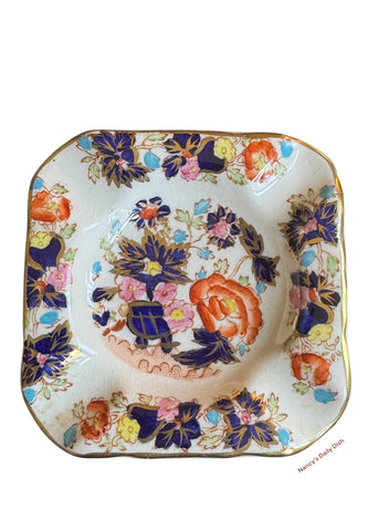 Masons Imari Mandarin Blue Chinoiserie Transferware Square Ashtray Coaster Spoon Rest