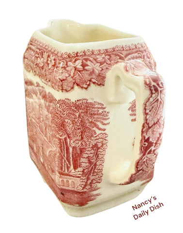 Mason's Vista English Ironstone Red Transferware Square Cream. Pitcher Castle Gardens