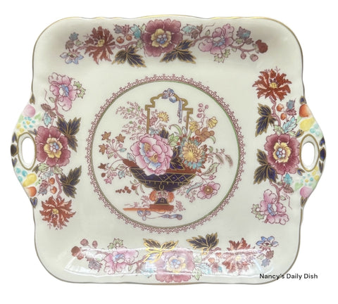Masons Imari Brocade Red Chinoiserie Square Tab Handled Tray / Platter