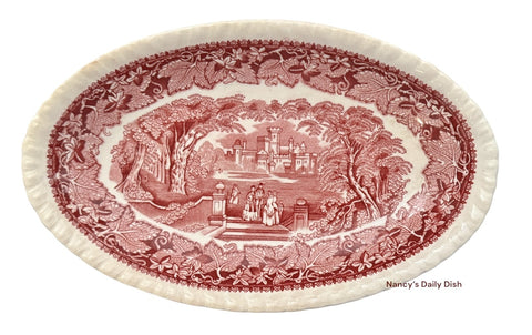 Masons Vista Red Transferware Tray Relish Platter Park Couples Staffordshire