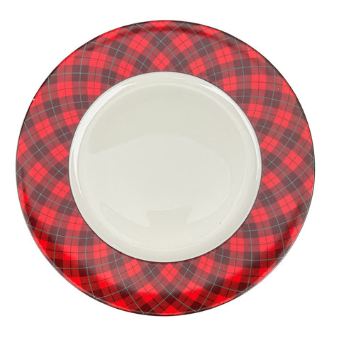 Tartan Plaid Red & Black Christmas Dinner Plates Set of 4 NEW 222 Fifth Wexford
