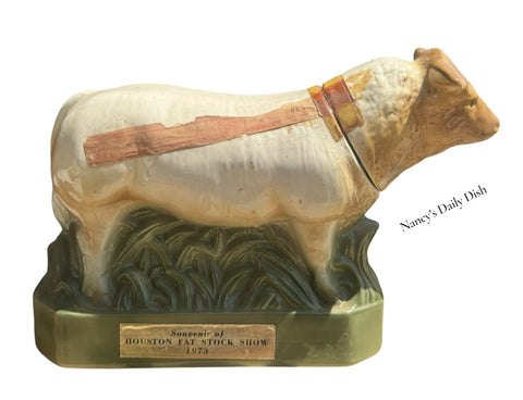 Vintage Hereford Cow Bull Liquor Bottle Decanter Figurine Bar Decor