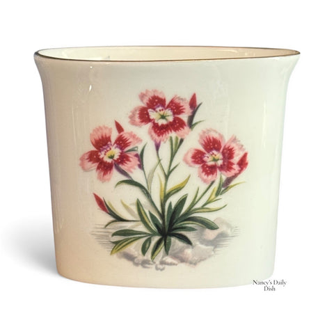 Vintage English Worcester Pink Dianthus & Blue Gentian Flowers Matches / Toothpick / Cigarette Holder