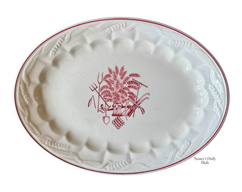 HTF Vintage Red Transferware Platter Royal Staffordshire God Speed the Plough  Farm