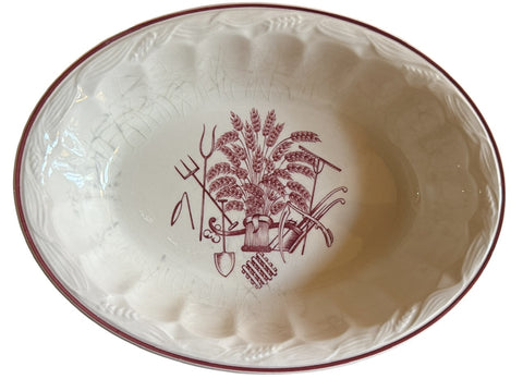 HTF Vintage Red Transferware Serving Bowl Royal Staffordshire God Speed the Plough Farm