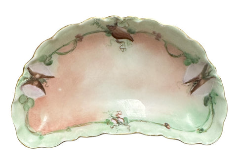 Antique Limoges Haviland France Hand Painted Oyster Shells Crescent Bone Dish
