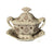 Vintage Brown Calico Transferware Masons Bow Bells Floral Lg Gravy or Sauce Tureen & Underplate