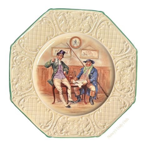 Antique Wedgwood Creamware Octagon Plate Embossed Border The Two Wellers