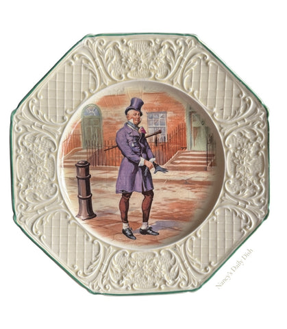 Antique Wedgwood Creamware Octagon Plate Embossed Border Mr Micawber
