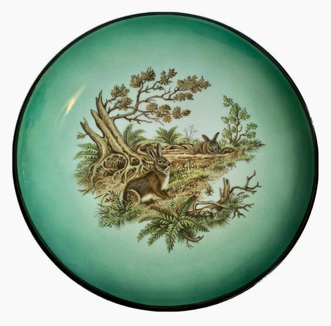 Vintage / Antique Bavarian Woodland Lop Ear Bunny Rabbits & Hare in the Forest Plate